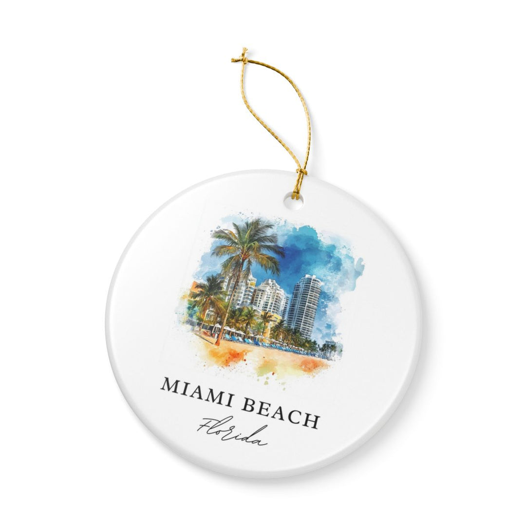 Miami Beach Florida USA Ornament: Unique Miami Beach Souvenir, Miami Beach Florida Xmas Decor, and Authentic Miami Beach Gift