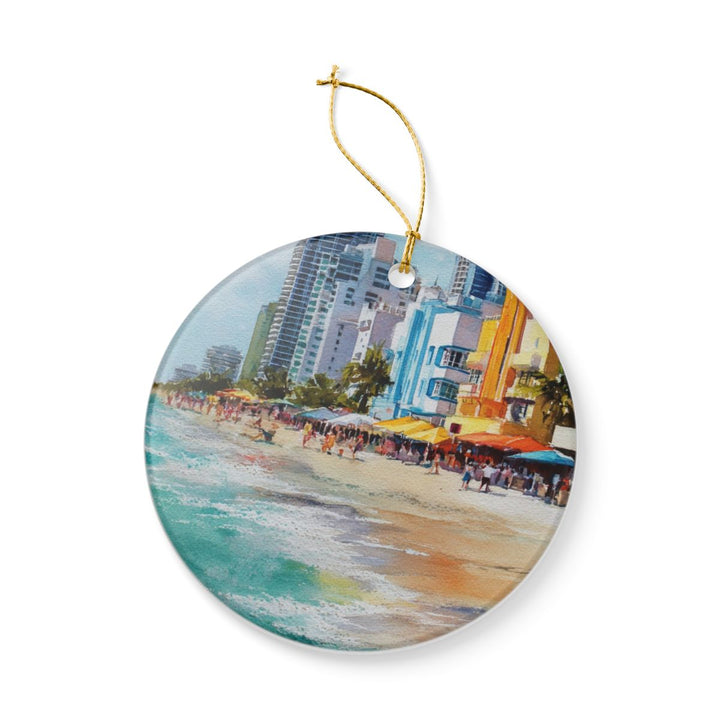 Miami Beach Florida USA Ornament: Unique Miami Beach Souvenir, Miami Beach Florida Xmas Decor, and Authentic Miami Beach Gift