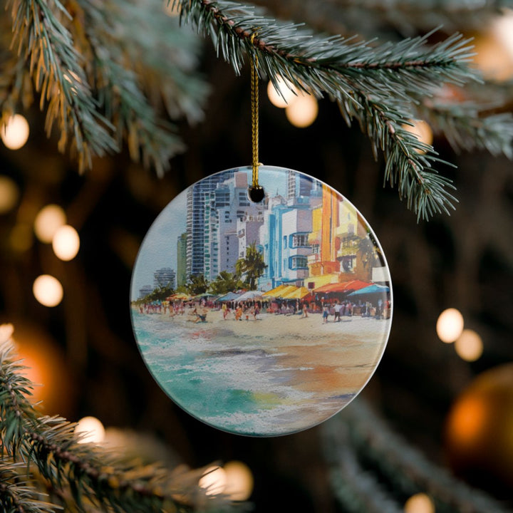 Miami Beach Florida USA Ornament: Unique Miami Beach Souvenir, Miami Beach Florida Xmas Decor, and Authentic Miami Beach Gift