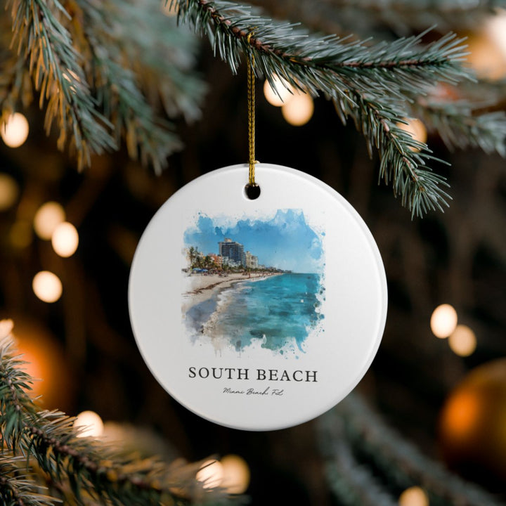 Miami Beach Florida USA Ornament: Unique Miami Beach Souvenir, Miami Beach Florida Xmas Decor, and Authentic Miami Beach Gift