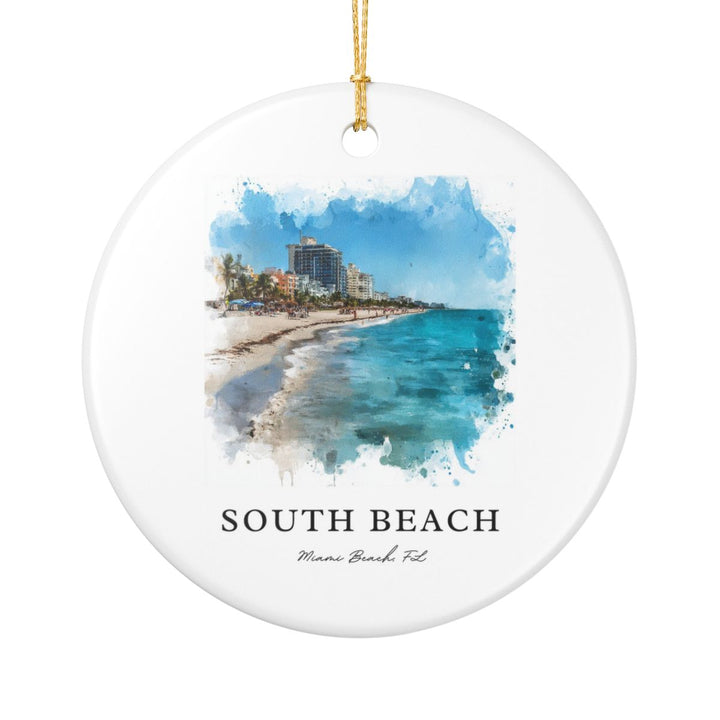 Miami Beach Florida USA Ornament: Unique Miami Beach Souvenir, Miami Beach Florida Xmas Decor, and Authentic Miami Beach Gift