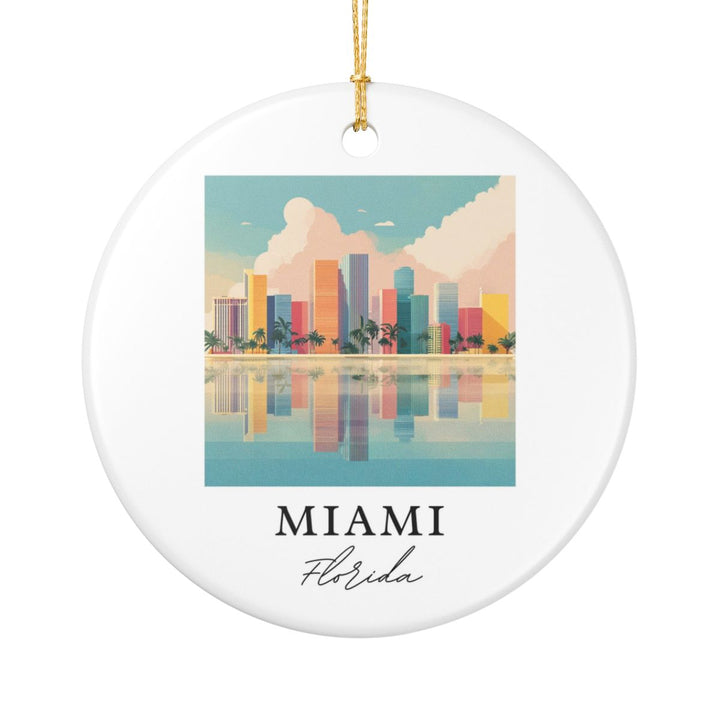 Miami Florida USA Ornament: Unique Miami Souvenir, Miami Florida Xmas Decor, and Authentic Miami Gift