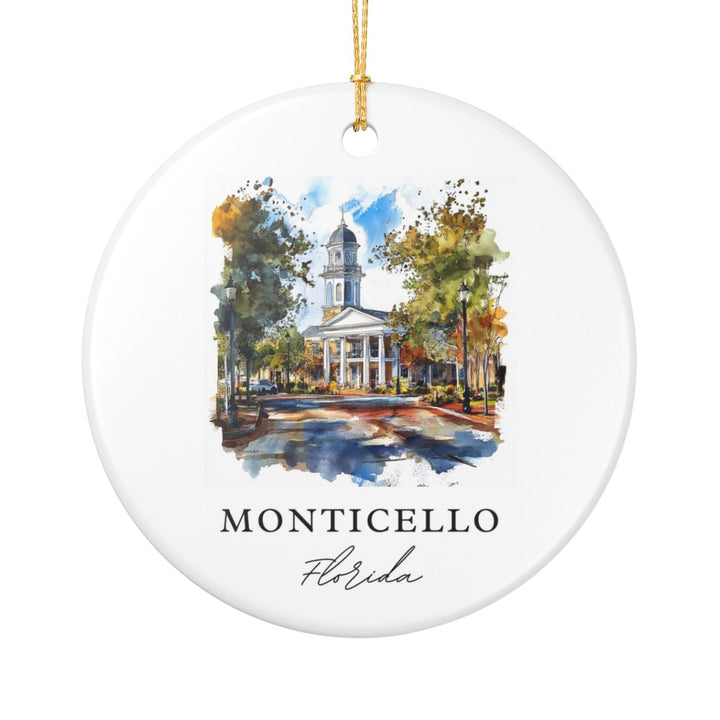Monticello Florida USA Ornament: Unique Monticello Souvenir, Monticello Florida Xmas Decor, and Authentic Monticello Gift