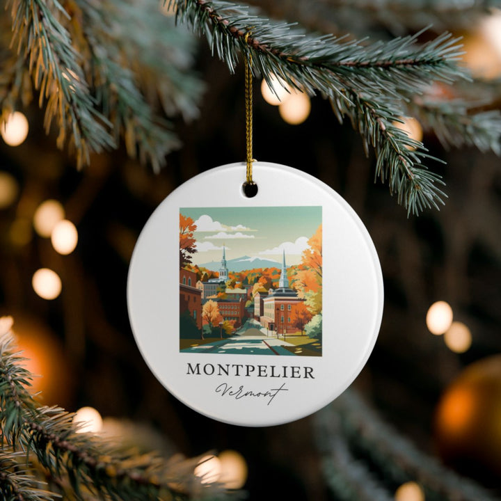 Montpelier Vermont Ornament: Unique Montpelier Vermont Souvenir, Montpelier Vermont Xmas Decor, and Authentic Montpelier Vermont Gift