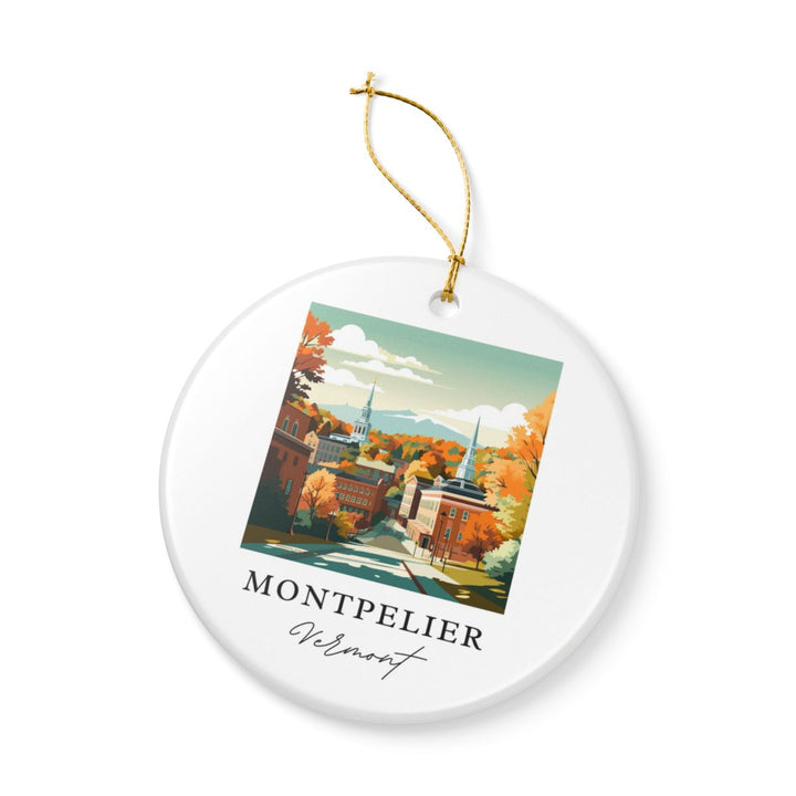 Montpelier Vermont Ornament: Unique Montpelier Vermont Souvenir, Montpelier Vermont Xmas Decor, and Authentic Montpelier Vermont Gift