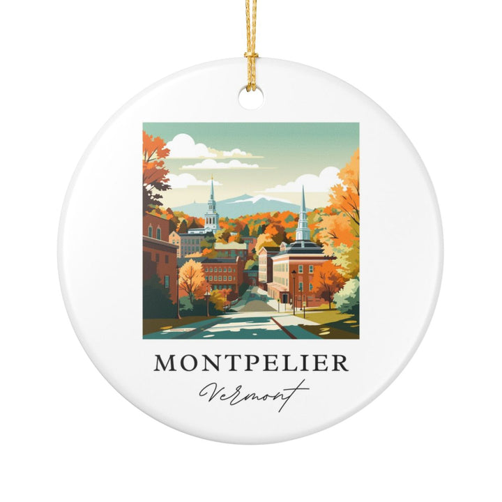 Montpelier Vermont Ornament: Unique Montpelier Vermont Souvenir, Montpelier Vermont Xmas Decor, and Authentic Montpelier Vermont Gift