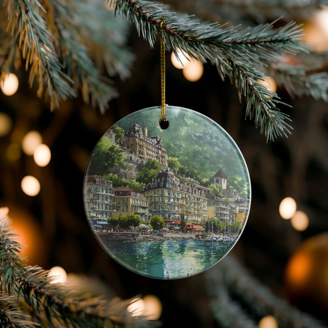 Montreux Switzerland Ornament: Unique Montreux Souvenir, Montreux Switzerland Xmas Decor, and Authentic Montreux Gift
