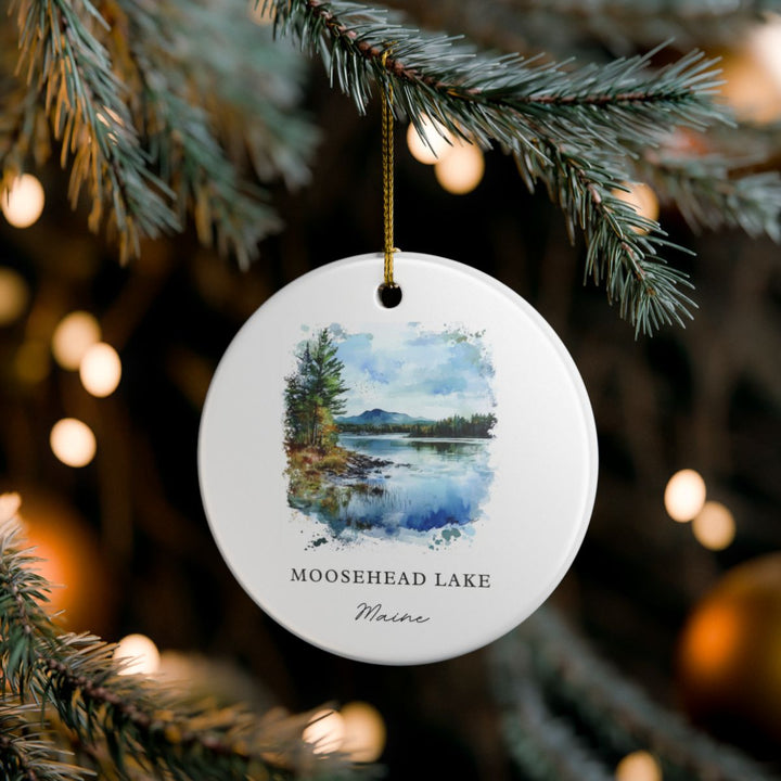 Moosehead Lake Maine USA Ornament: Unique Moosehead Lake Souvenir, Moosehead Lake Maine Xmas Decor, and Authentic Moosehead Lake Gift