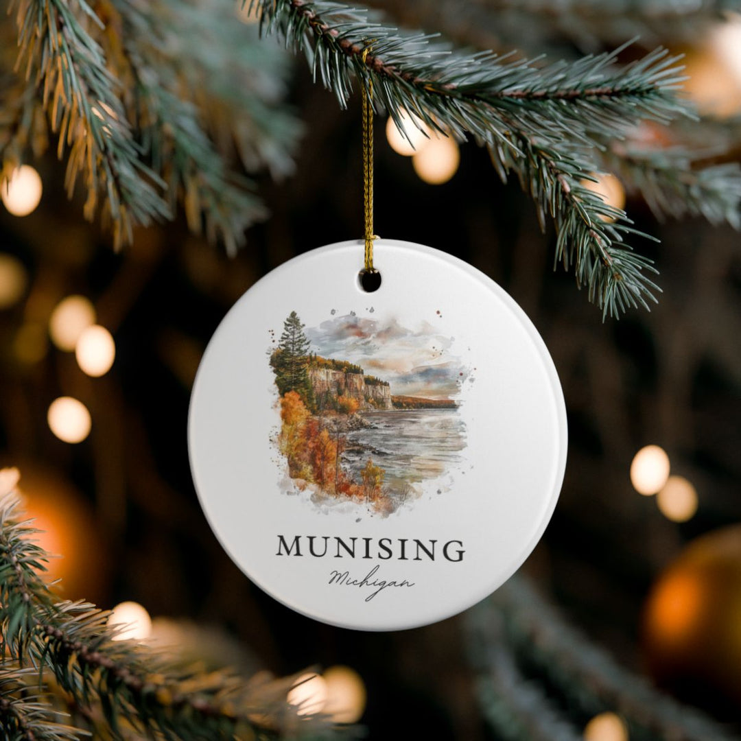 Munising Michigan Ornament: Unique Munising Souvenir, Munising Michigan Xmas Decor, and Authentic Munising Gift