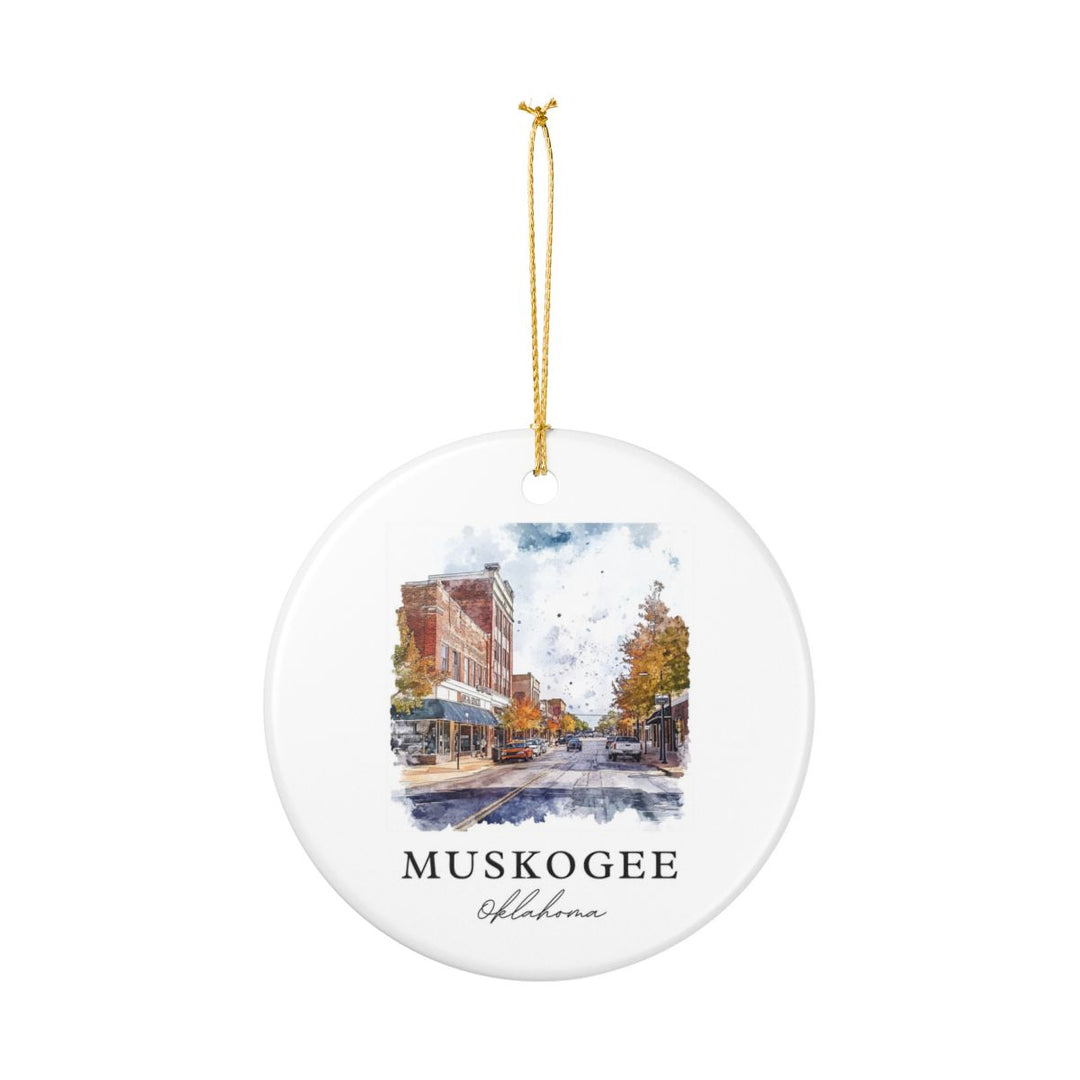 Muskogee OK Ornament: Unique Muskogee Souvenir, Muskogee Oklahoma Xmas Decor, and Authentic Muskogee Gift