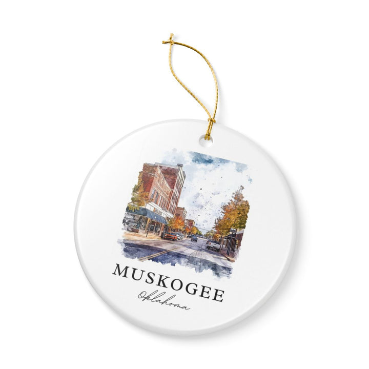 Muskogee OK Ornament: Unique Muskogee Souvenir, Muskogee Oklahoma Xmas Decor, and Authentic Muskogee Gift