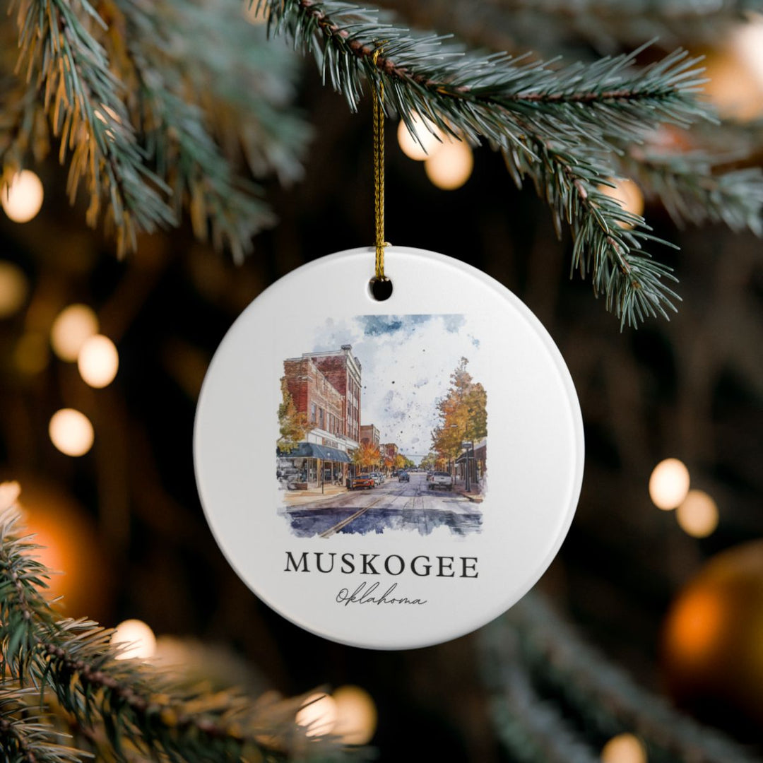Muskogee OK Ornament: Unique Muskogee Souvenir, Muskogee Oklahoma Xmas Decor, and Authentic Muskogee Gift