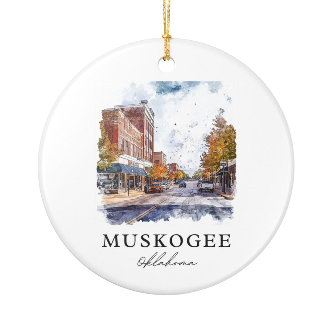 Muskogee OK Ornament: Unique Muskogee Souvenir, Muskogee Oklahoma Xmas Decor, and Authentic Muskogee Gift