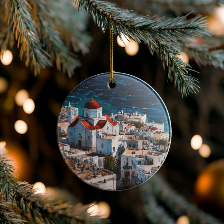 Mykonos Greece Ornament: Unique Mykonos Souvenir, Mykonos Greece Xmas Decor, and Authentic Mykonos Gift