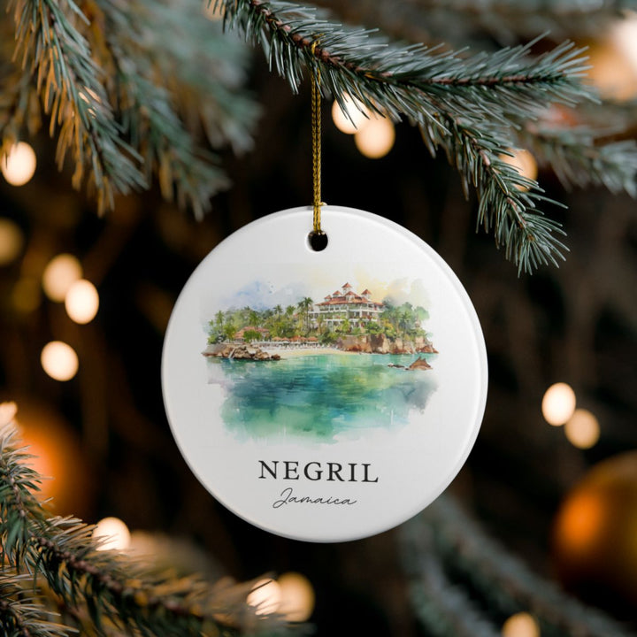 Negril Jamaica Ornament: Unique Negril Jamaica Souvenir, Negril Jamaica Xmas Decor, and Authentic Negril Jamaica Gift