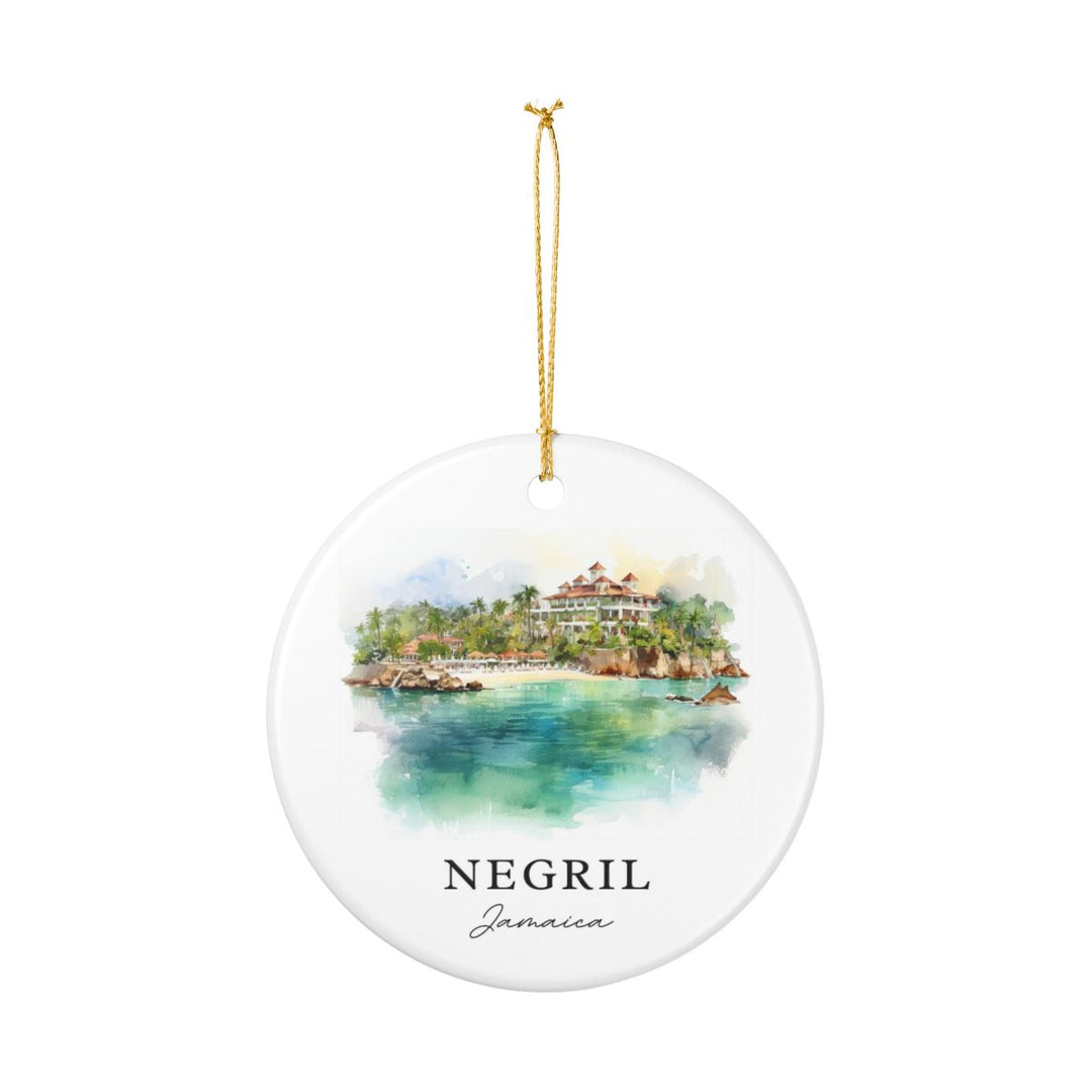 Negril Jamaica Ornament: Unique Negril Jamaica Souvenir, Negril Jamaica Xmas Decor, and Authentic Negril Jamaica Gift