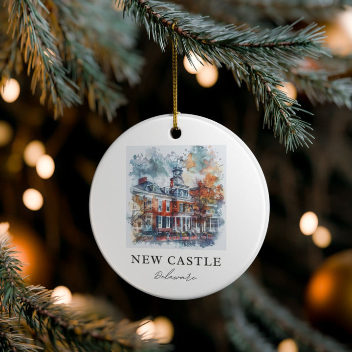 New Castle Delaware USA Ornament: Unique New Castle Souvenir, New Castle Delaware Xmas Decor, and Authentic New Castle Gift