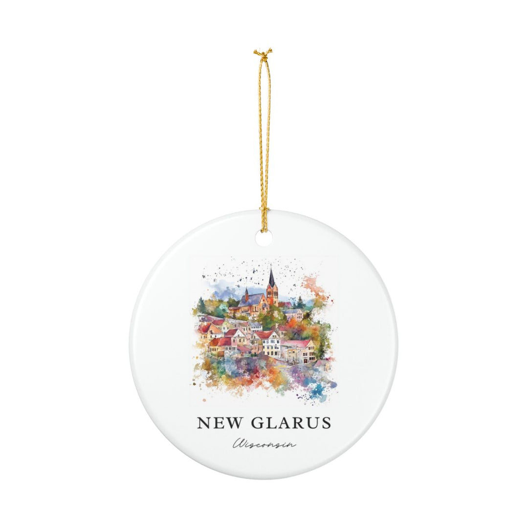 New Glarus WI USA Ornament: Unique New Glarus Souvenir, New Glarus Wisconsin Xmas Decor, and Authentic New Glarus Gift