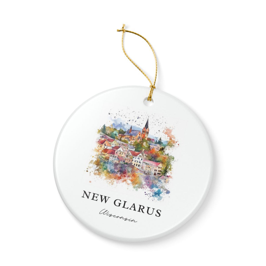 New Glarus WI USA Ornament: Unique New Glarus Souvenir, New Glarus Wisconsin Xmas Decor, and Authentic New Glarus Gift