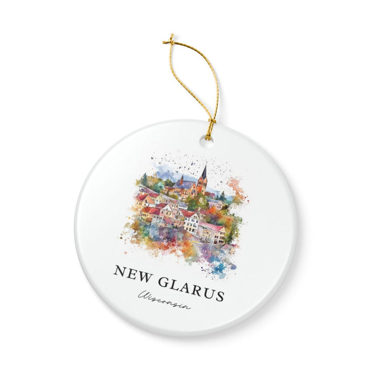 New Glarus WI USA Ornament: Unique New Glarus Souvenir, New Glarus Wisconsin Xmas Decor, and Authentic New Glarus Gift
