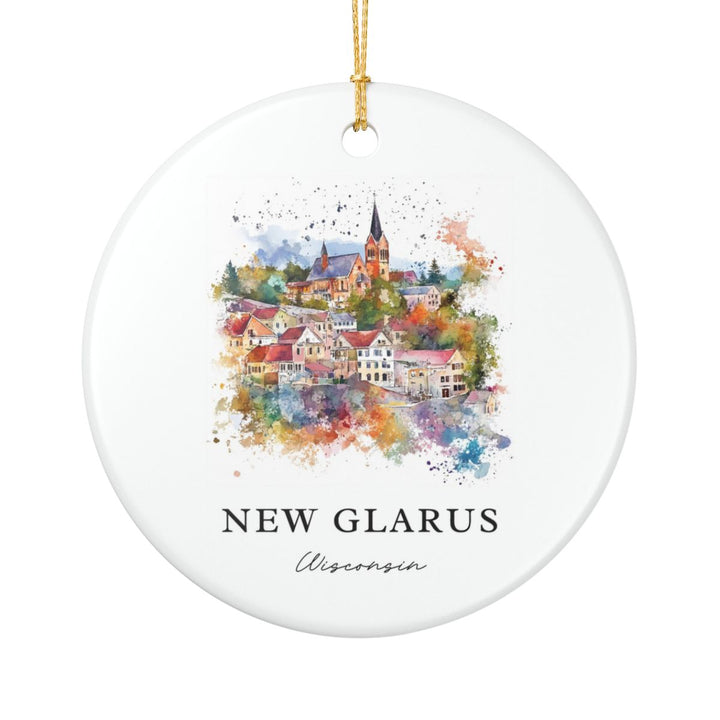 New Glarus WI USA Ornament: Unique New Glarus Souvenir, New Glarus Wisconsin Xmas Decor, and Authentic New Glarus Gift