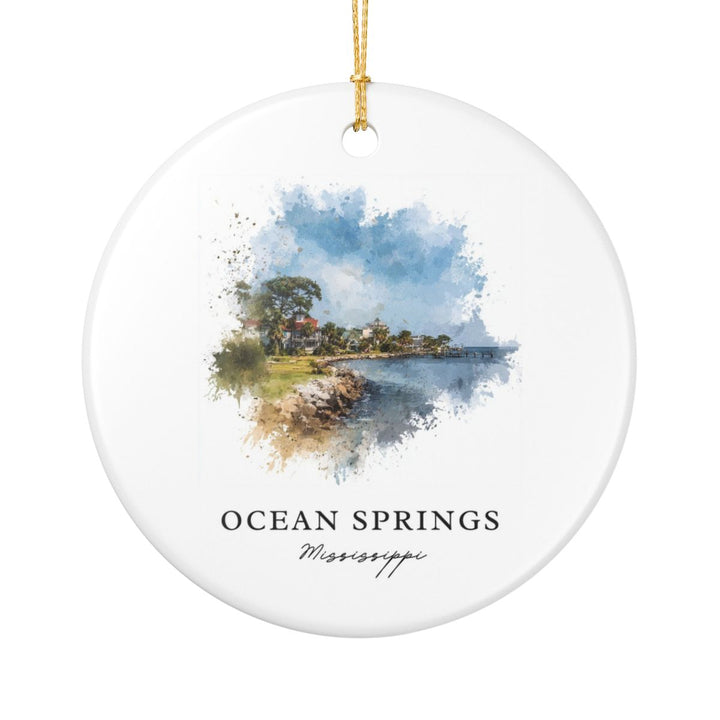 Ocean Springs Mississippi Ornament: Unique Ocean Springs Souvenir, Ocean Springs Mississippi Xmas Decor, and Authentic Ocean Springs Gift