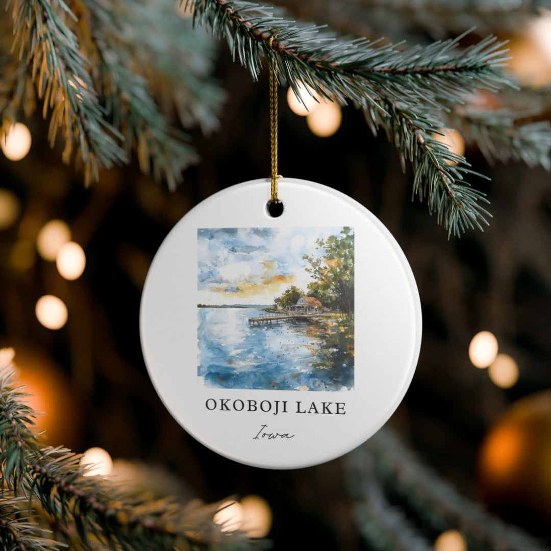 Okoboji Lake Iowa Ornament: Unique Okoboji Lake Iowa Souvenir, Okoboji Lake Iowa Xmas Decor, and Authentic Okoboji Lake Iowa Gift