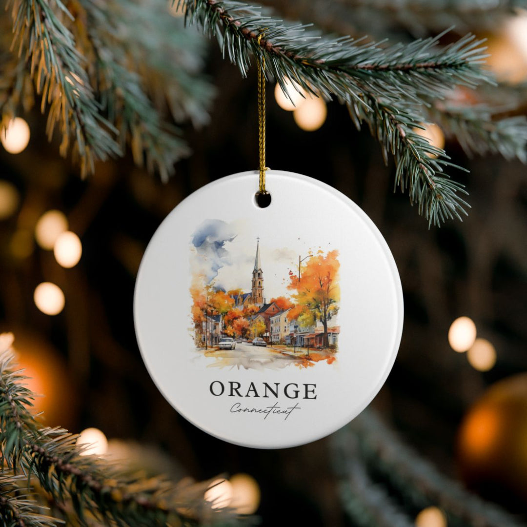 Orange Connecticut Ornament: Unique Orange Souvenir, Orange Connecticut Xmas Decor, and Authentic Orange Gift