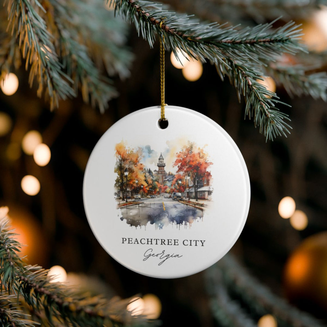 Peachtree City Georgia Ornament: Unique Peachtree City Souvenir, Peachtree City Georgia Xmas Decor, and Authentic Peachtree City Gift