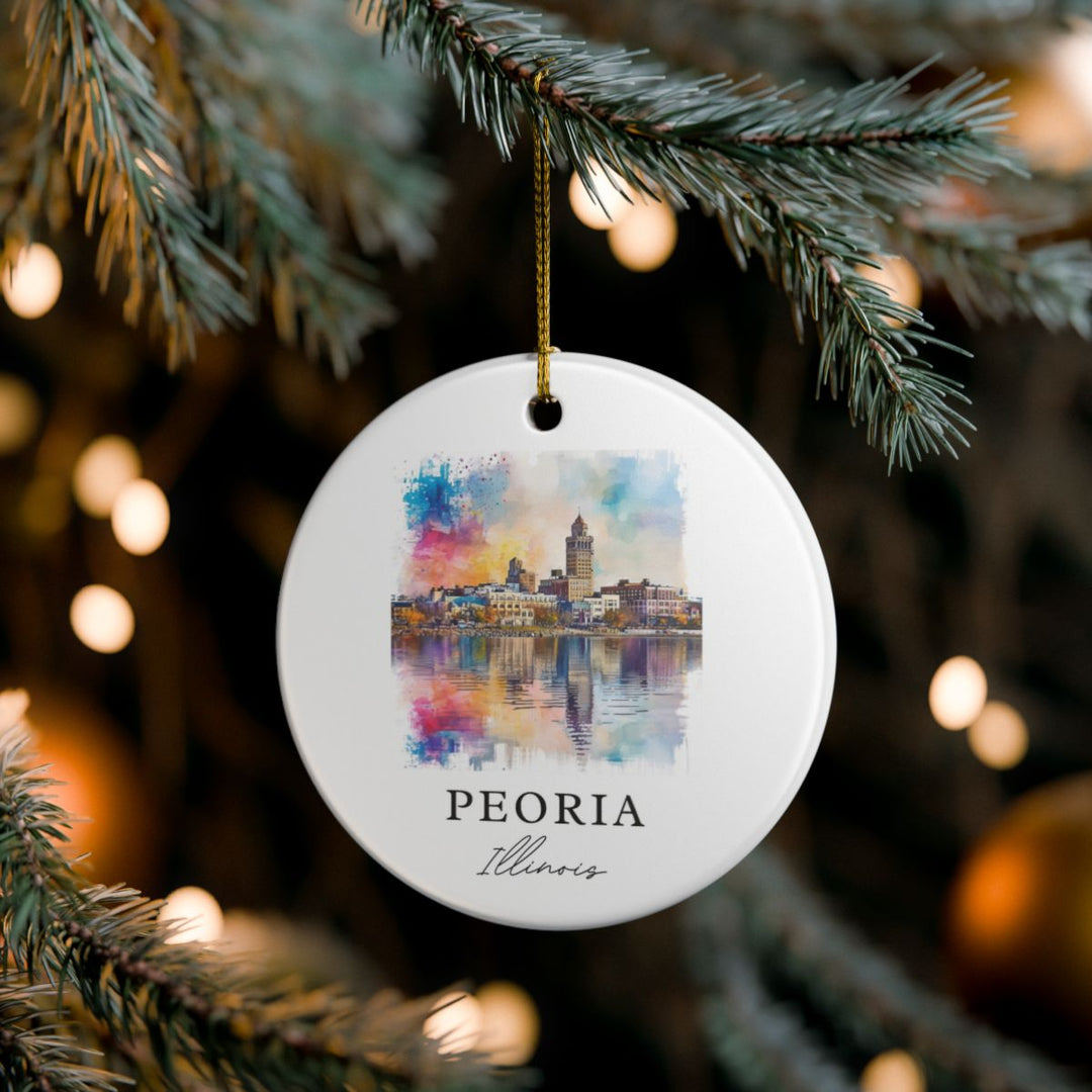 Peoria IL Ornament: Unique Peoria Souvenir, Peoria Illinois Xmas Decor, and Authentic Peoria Gift