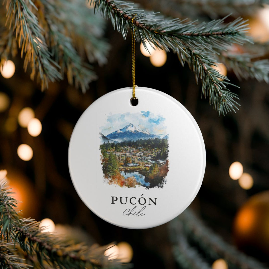 Pucon Chile Ornament: Unique Pucon Chile Souvenir, Pucon Chile Xmas Decor, and Authentic Pucon Chile Gift