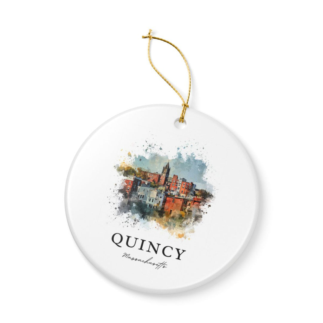 Quincy MA Ornament: Unique Quincy Souvenir, Quincy Massachusetts Xmas Decor, and Authentic Quincy Gift