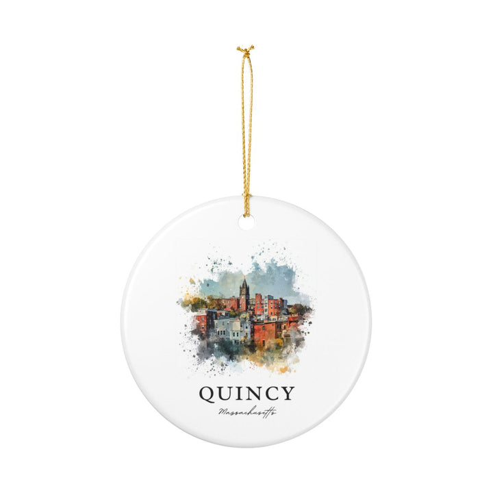 Quincy MA Ornament: Unique Quincy Souvenir, Quincy Massachusetts Xmas Decor, and Authentic Quincy Gift