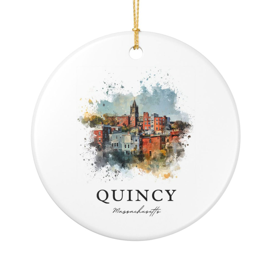 Quincy MA Ornament: Unique Quincy Souvenir, Quincy Massachusetts Xmas Decor, and Authentic Quincy Gift