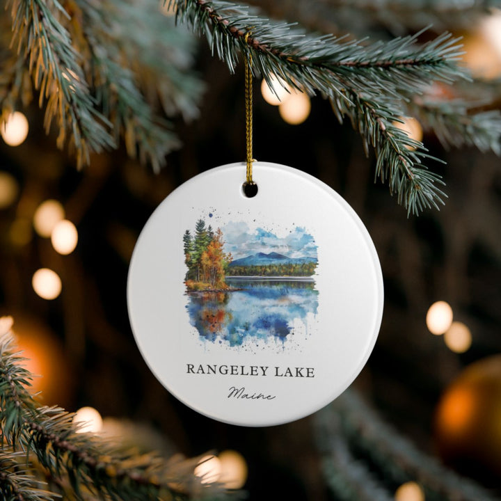 Rangeley Lake Maine USA Ornament: Unique Rangeley Lake Souvenir, Rangeley Lake Maine Xmas Decor, and Authentic Rangeley Lake Gift