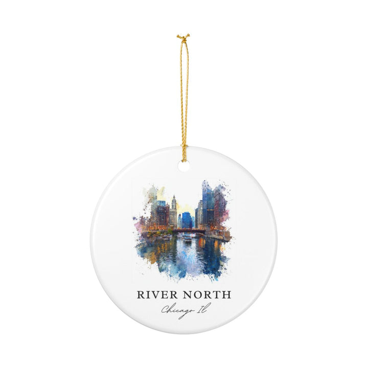 River North Chicago IL Ornament: Unique River North Chicago Souvenir, River North Chicago Illinois Xmas Decor, and Authentic River North Chicago Gift