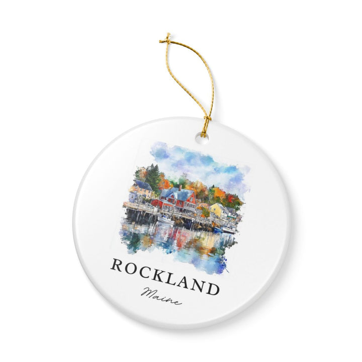Rockland Maine Ornament: Unique Rockland Maine Souvenir, Rockland Maine Xmas Decor, and Authentic Rockland Maine Gift