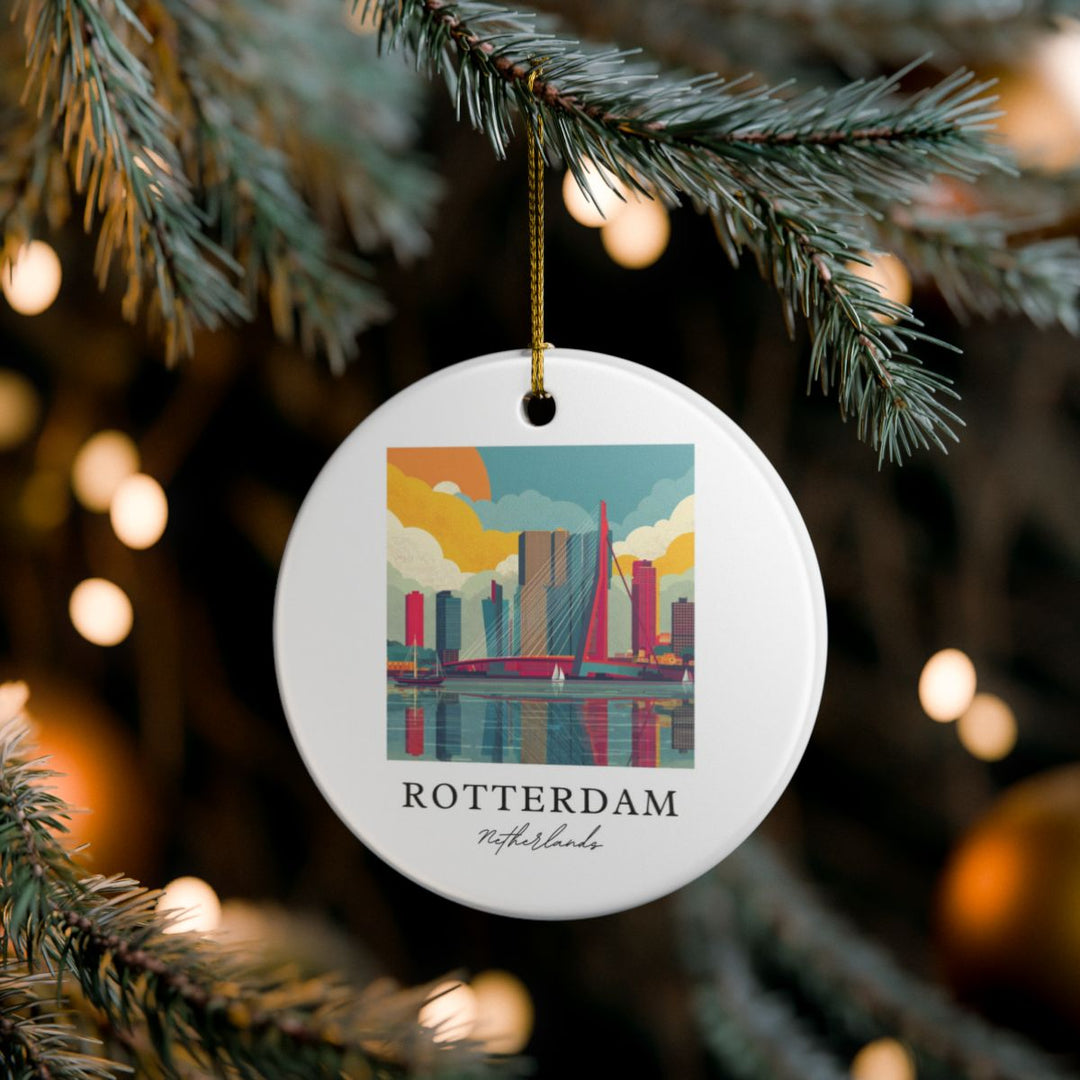 Rotterdam Netherlands Ornament: Unique Rotterdam Souvenir, Rotterdam Netherlands Xmas Decor, and Authentic Rotterdam Gift