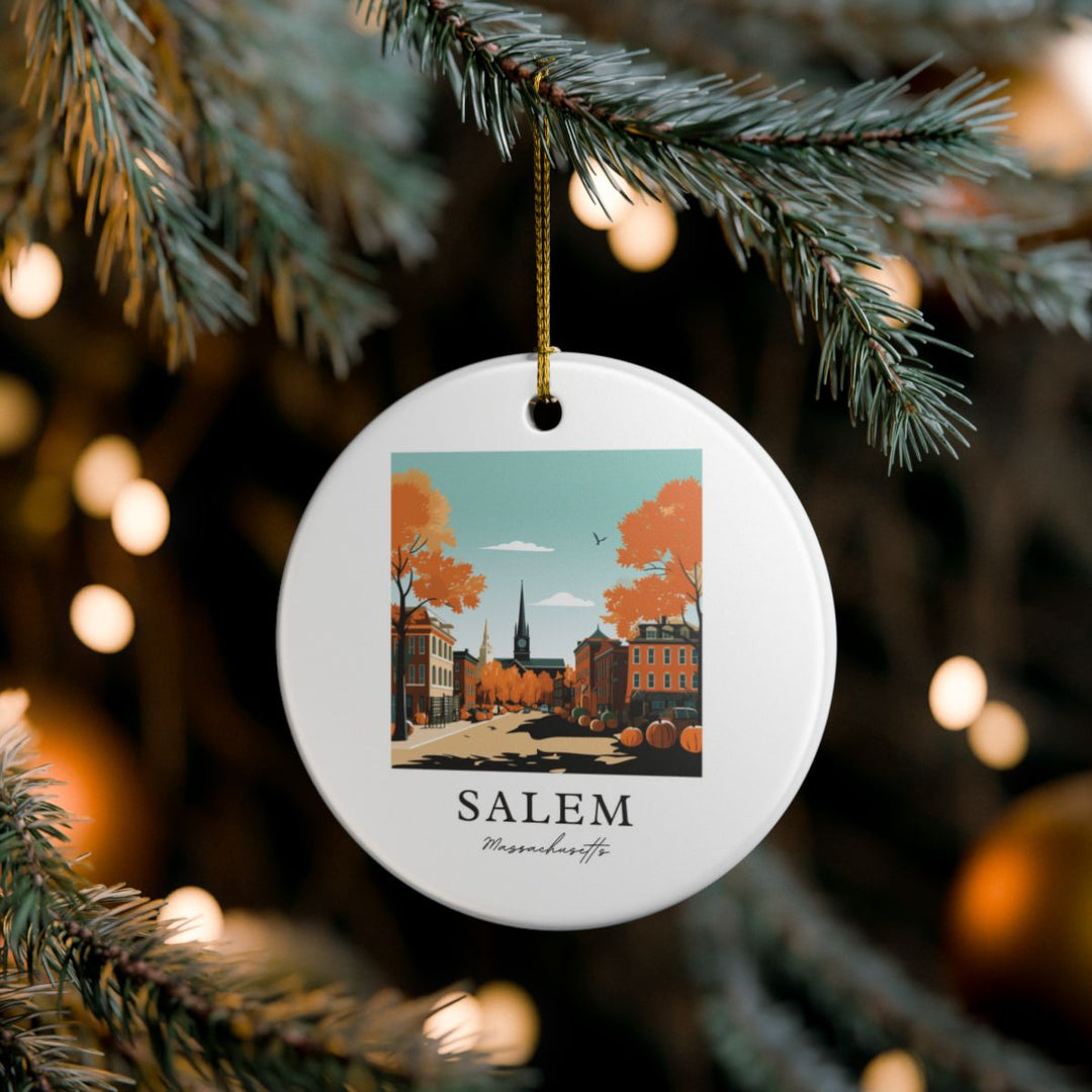 Salem Massachusetts USA Ornament: Unique Salem Souvenir, Salem Massachusetts Xmas Decor, and Authentic Salem Gift
