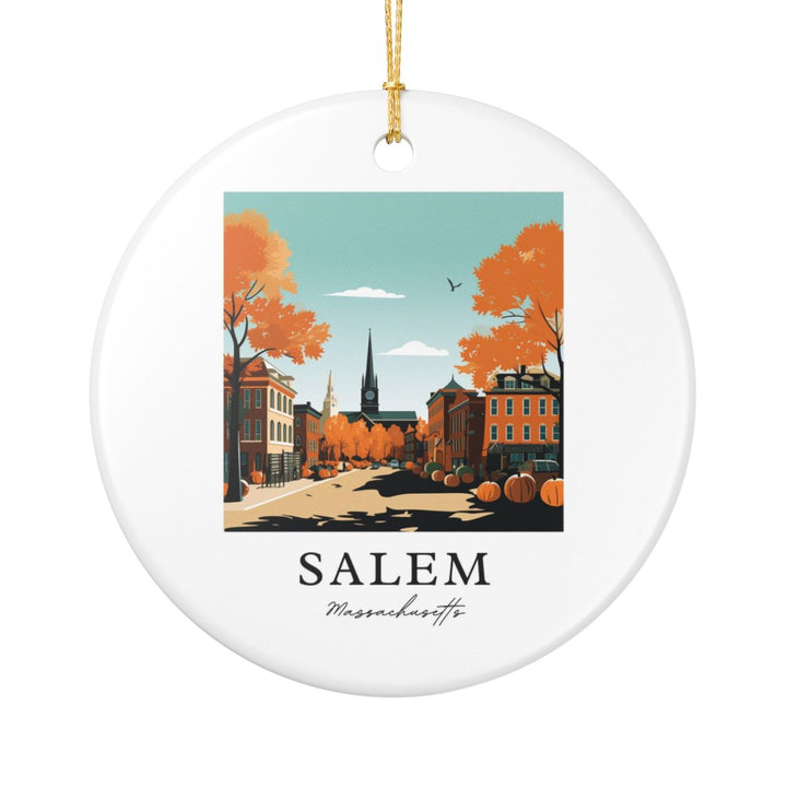 Salem Massachusetts USA Ornament: Unique Salem Souvenir, Salem Massachusetts Xmas Decor, and Authentic Salem Gift
