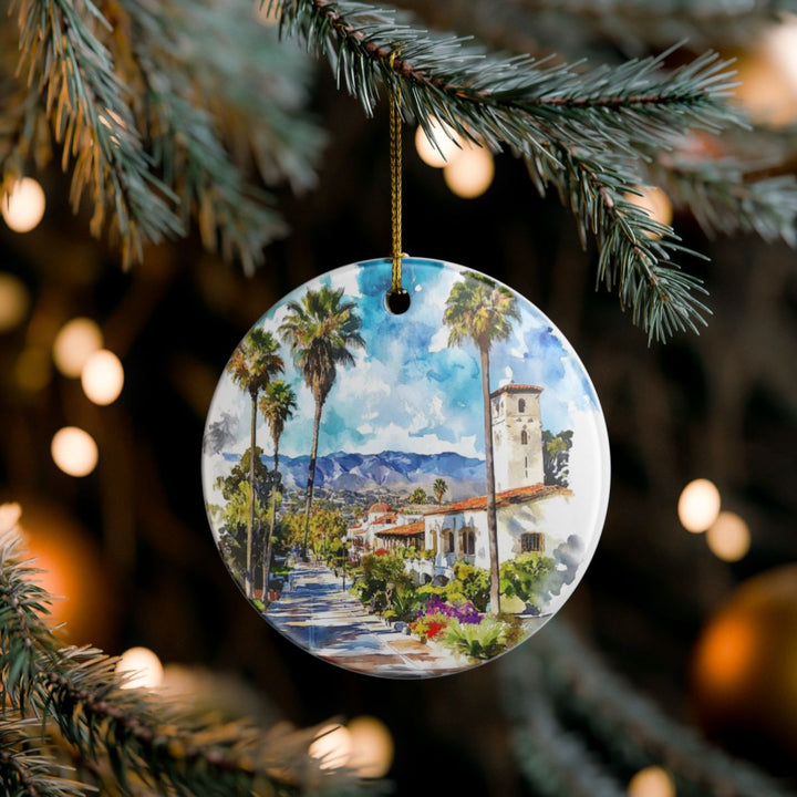 Santa Barbara California USA Ornament: Unique Santa Barbara Souvenir, Santa Barbara California Xmas Decor, and Authentic Santa Barbara Gift