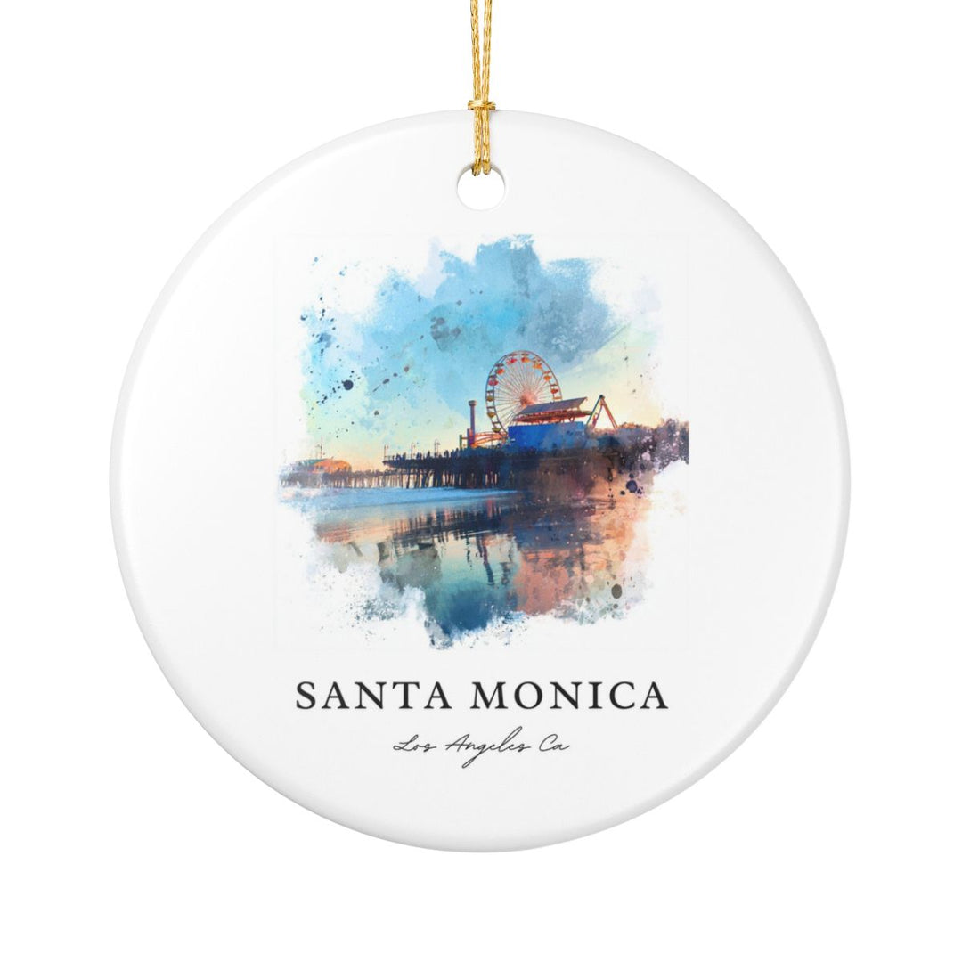 Santa Monica los Angeles CA Ornament: Unique Santa Monica los Angeles Souvenir, Santa Monica los Angeles California Xmas Decor