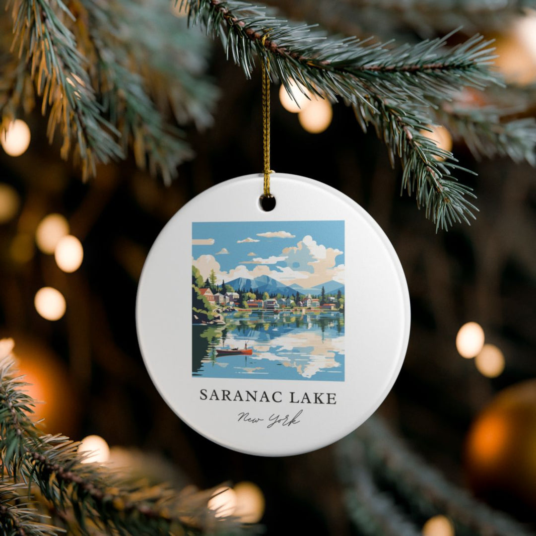 Saranac Lake New York Ornament: Unique Saranac Lake Souvenir, Saranac Lake New York Xmas Decor, and Authentic Saranac Lake Gift