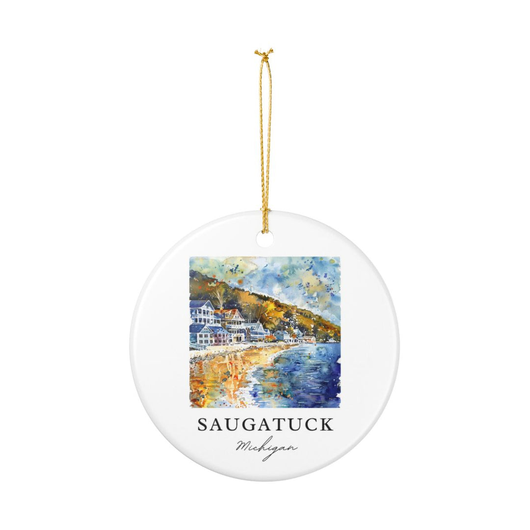 Saugatuck Michigan Ornament: Unique Saugatuck Michigan Souvenir, Saugatuck Michigan Xmas Decor, and Authentic Saugatuck Michigan Gift