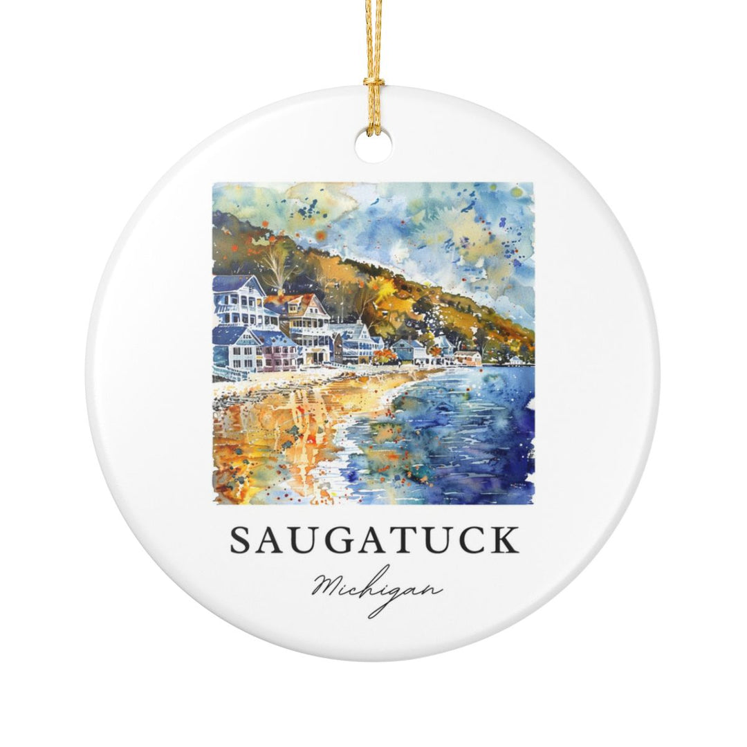 Saugatuck Michigan Ornament: Unique Saugatuck Michigan Souvenir, Saugatuck Michigan Xmas Decor, and Authentic Saugatuck Michigan Gift