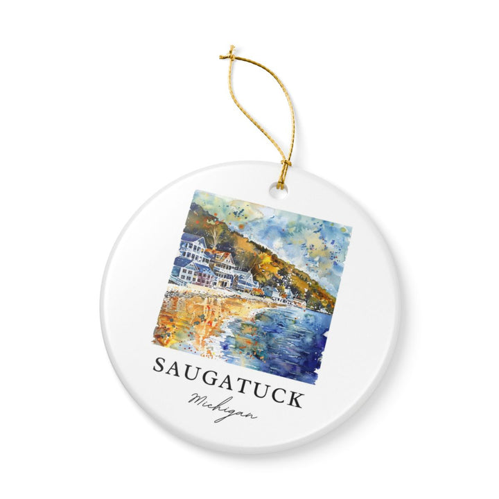 Saugatuck Michigan Ornament: Unique Saugatuck Michigan Souvenir, Saugatuck Michigan Xmas Decor, and Authentic Saugatuck Michigan Gift