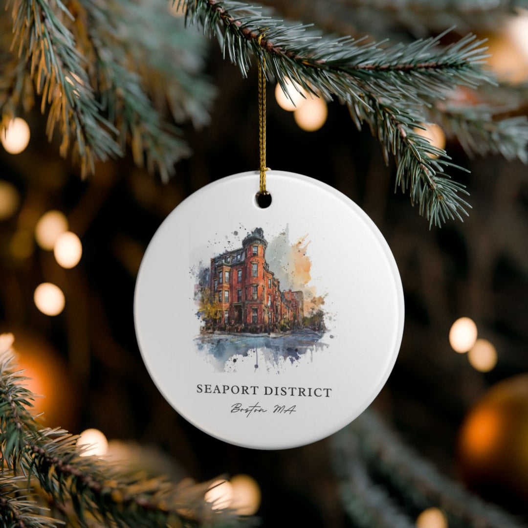 Seaport District Boston MA Ornament: Unique Seaport District Boston Souvenir, Seaport District Boston Massachusetts Xmas Decor