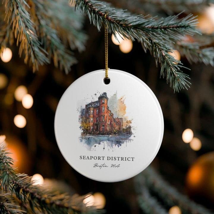 Seaport District Boston MA Ornament: Unique Seaport District Boston Souvenir, Seaport District Boston Massachusetts Xmas Decor