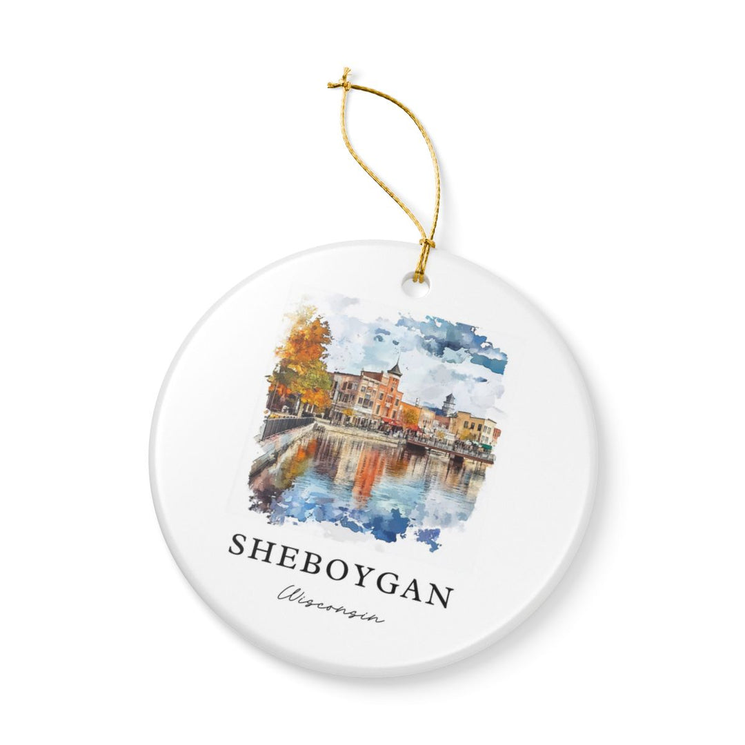 Sheboygan Wisconsin USA Ornament: Unique Sheboygan Souvenir, Sheboygan Wisconsin Xmas Decor, and Authentic Sheboygan Gift