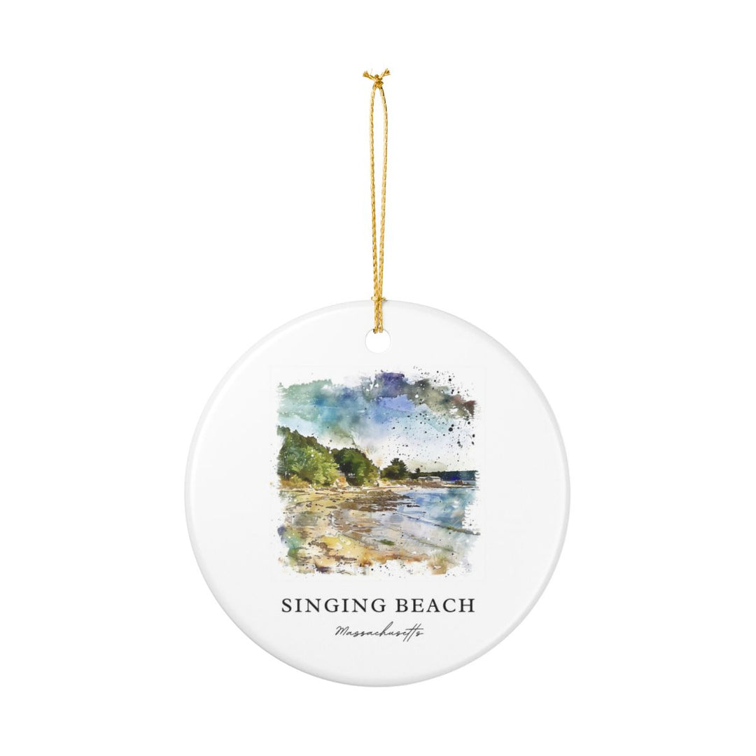 Singing Beach Massachusetts USA Ornament: Unique Singing Beach Souvenir, Singing Beach Massachusetts Xmas Decor, and Authentic Singing Beach Gift